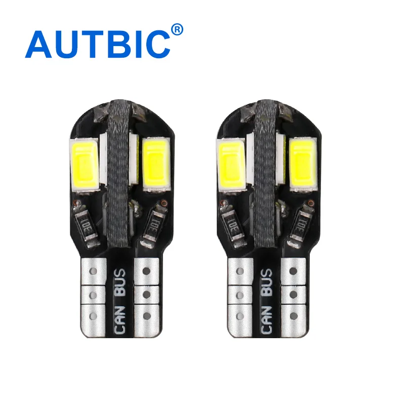 

AUTBIC 2pcs Interior Canbus Error Free W5W T10 5730 8SMD LED 12V Side Wedge Light White 194 168
