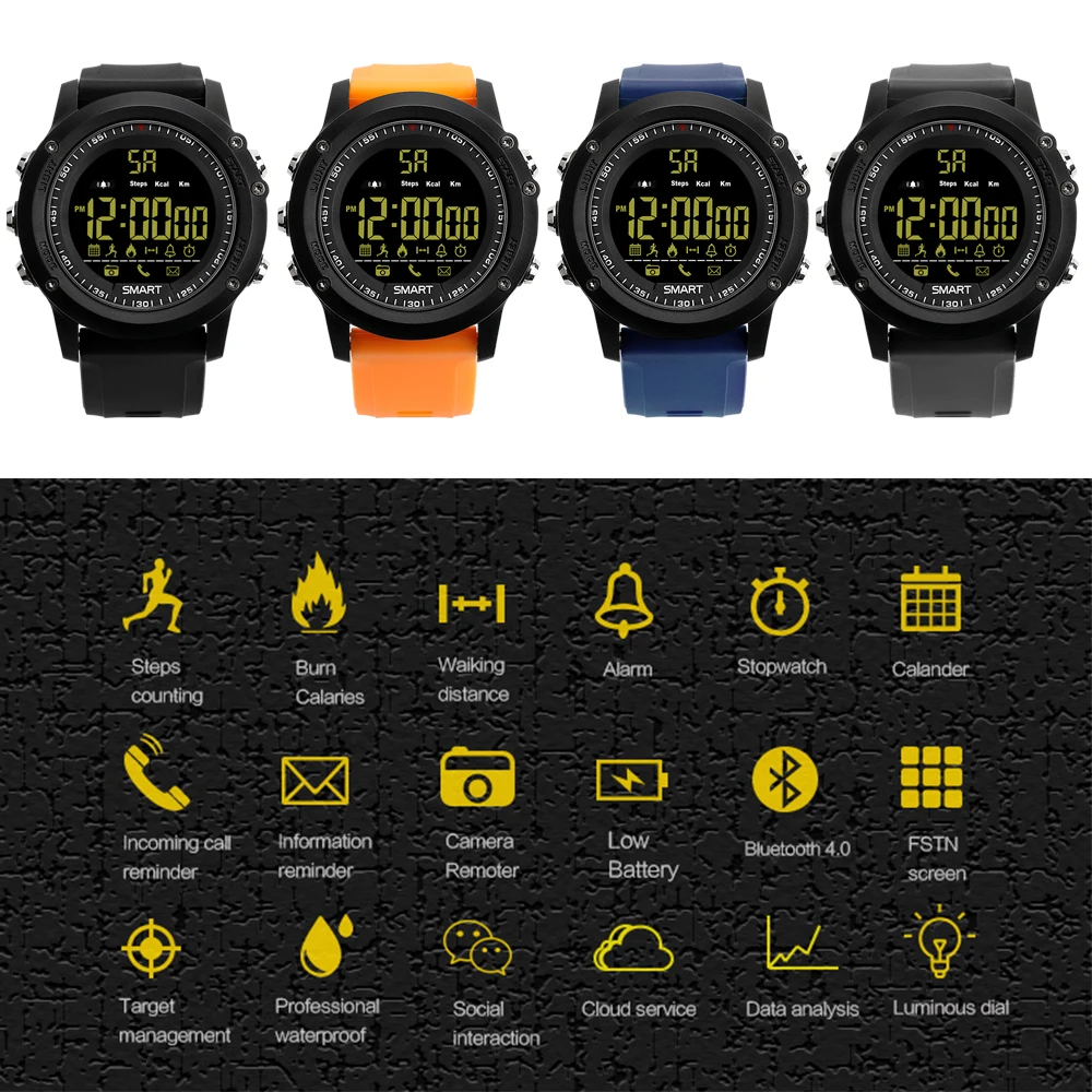 EX17 Bluetooth Smart часы 5 АТМ Водонепроницаемый IP67 Smartwatch для Android IOS Фитнес трекер Шагомер