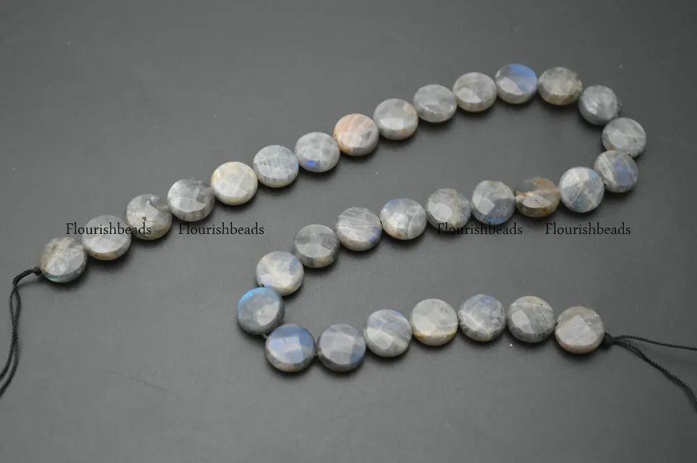Facetd натуральный Лабрадорит плоские круглые монеты камень Loose бусы 10 мм 12 мм 14 мм