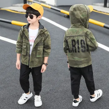 

Boys jacket children autumn outwear teenage jacket children cotton double-sided camouflage coat 4-13 Y boys windbreaker clothes