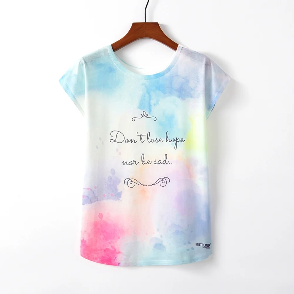 Summer Autumn Women T-Shirts for Girls Harajuku Kawaii Cute Style Bird Print Loose T-shirt New Casual Lady Short Sleeve Tops Tee - Цвет: M035 Letter