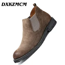 Осенне-зимние теплые мужские ботинки; классические модные ботильоны из натуральной кожи; Мужская зимняя обувь из коровьей замши