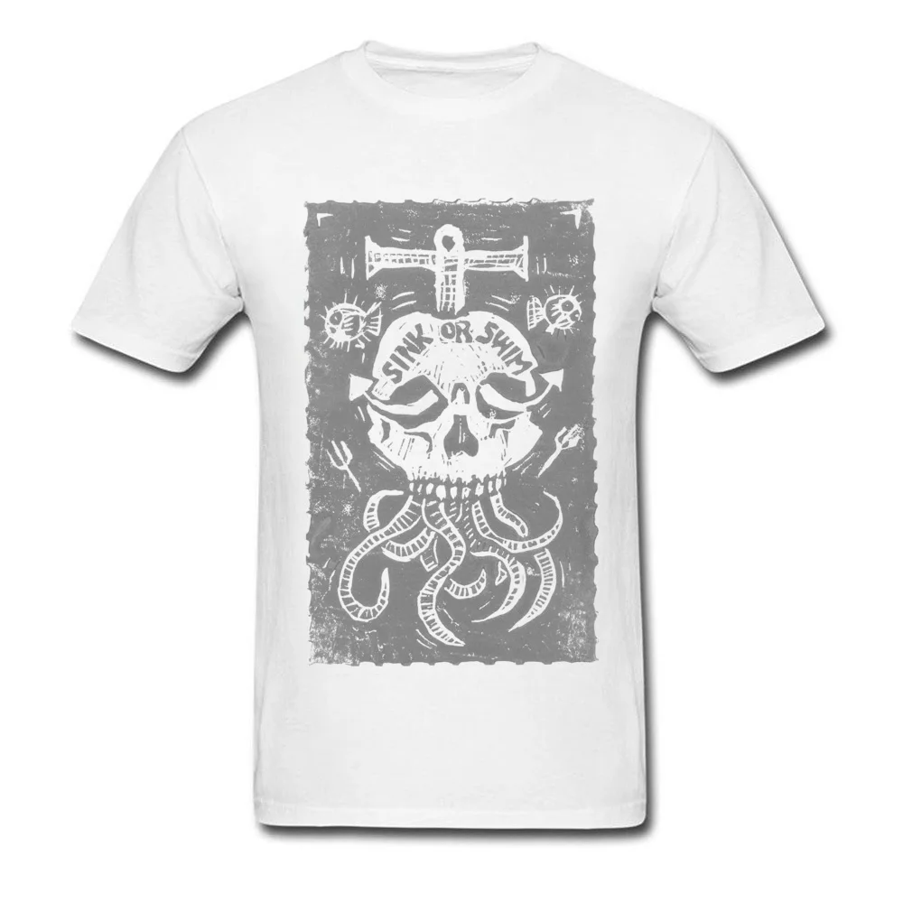 2018 Hot Sale Sink Or Swim Casual T Shirt Crew Neck All Cotton Male Tops Shirt Short Sleeve Summer Fall Casual Tee-Shirt Sink Or Swim white