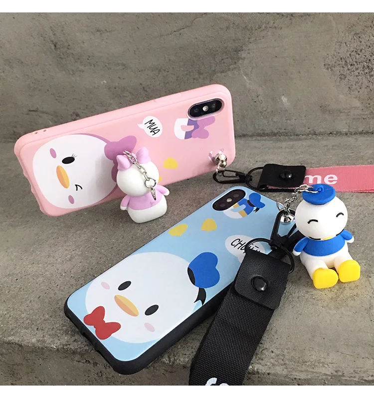 

For LG G6 3D Daisy case Cartoon phone cover For LG G5 / G4 / G3 Cute Donald Duck back cover + toy stander + 2Strap