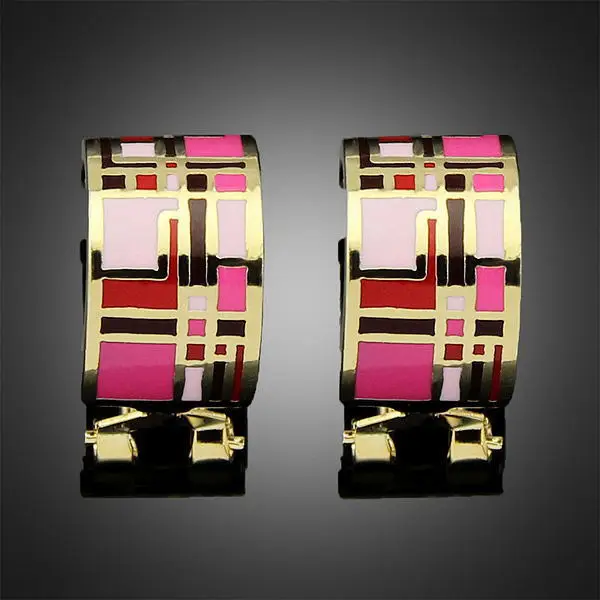 

Luxury Ceramic Enamel Stud Earrings Gold Color Wedding Jewelry Fashion Geometric Maxi Earrings For Women Femme Christmas