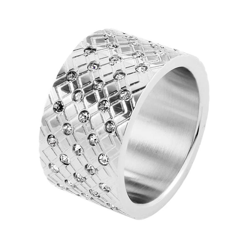 Очаровательное кольцо из нержавеющей стали с кубическим цирконием, необычный дизайн, страз, широкие кольца для мужчин и женщин, модные ювелирные изделия для помолвки