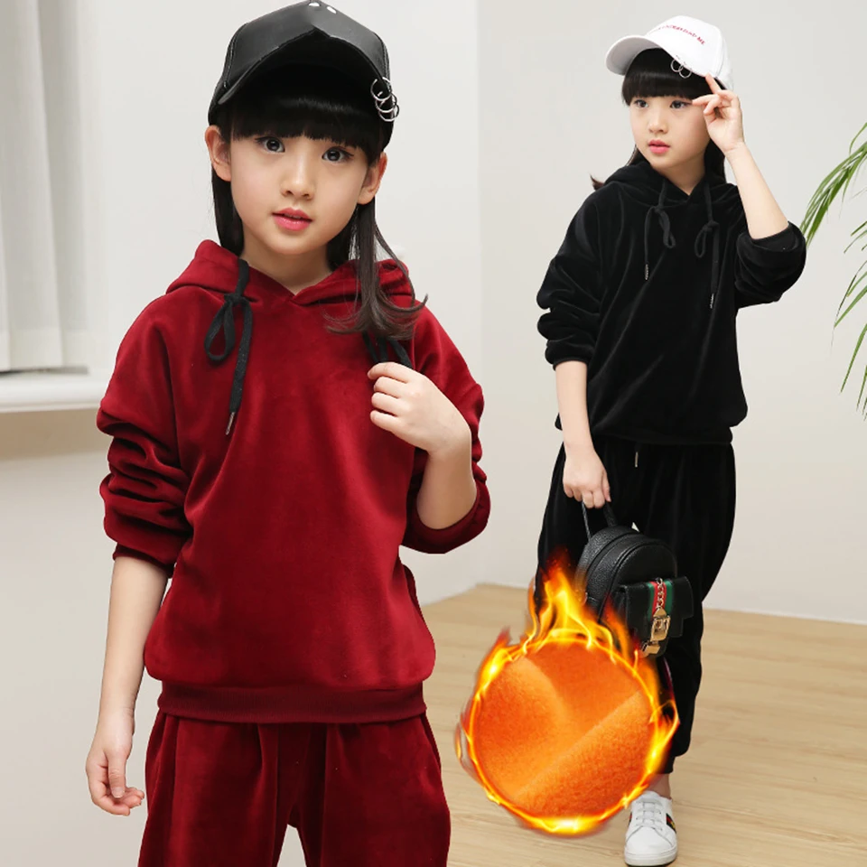 

Fashion Cute Newborn Baby Girl Clothes 4 6 8 10 12 13 Yrs Hooded Solid Color Thick Coat And Pants 2pcs Baby Girl Tracksuit Set