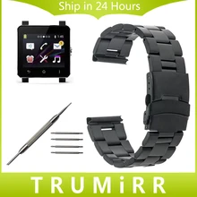 24mm Stainless Steel Watch Band + Tool for Sony Smartwatch 2 SW2 Safety Buckle Strap Wrist Belt Bracelet Black Rose Gold Silver