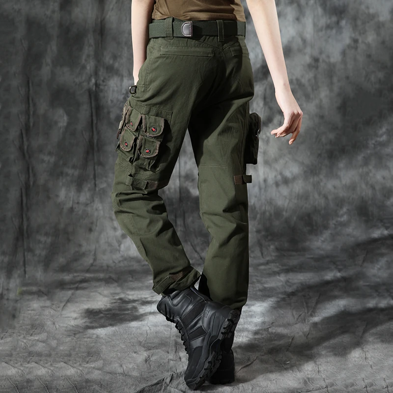 Женские тактические брюки в стиле милитари, армейский зеленый/черный цвет, женские брюки-карго с несколькими карманами, хлопковые армейские брюки