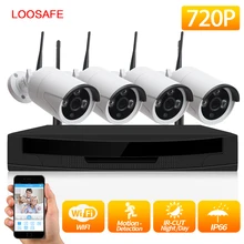 LOOSAFE камеры наблюдения системы NVR IP wifi CCTV камера комплект 4CH 720P HD Беспроводной NVR комплект P2P 720P ИК ночного видения безопасности