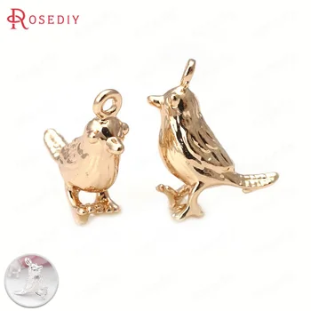 

6PCS 9x13MM 24K Champagne Gold Color Plated Brass Birds Charms Pendants High Quality Diy Jewelry Accessories