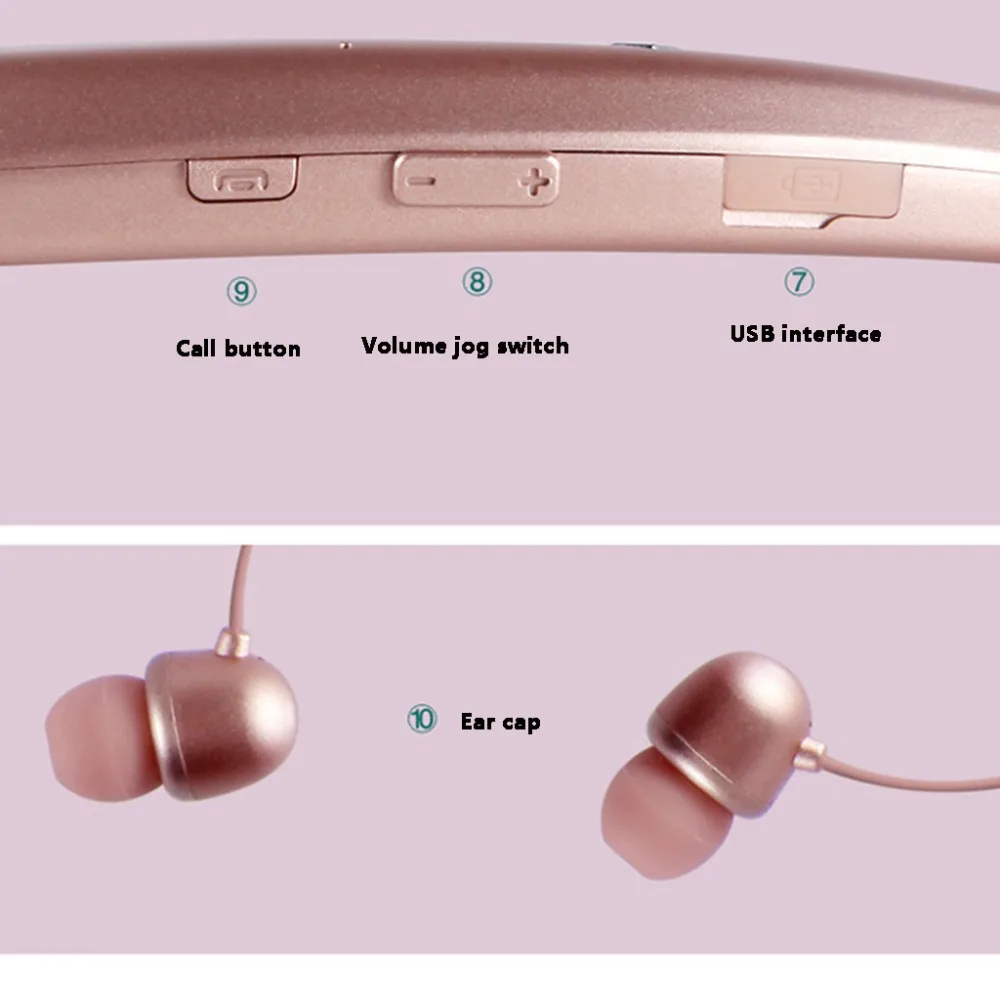 2019 New Mini ergonomic design Sport cozy wearing Universal Wireless Bluetooth Earphone with Mic HiFi Sound Headset Foldable #A