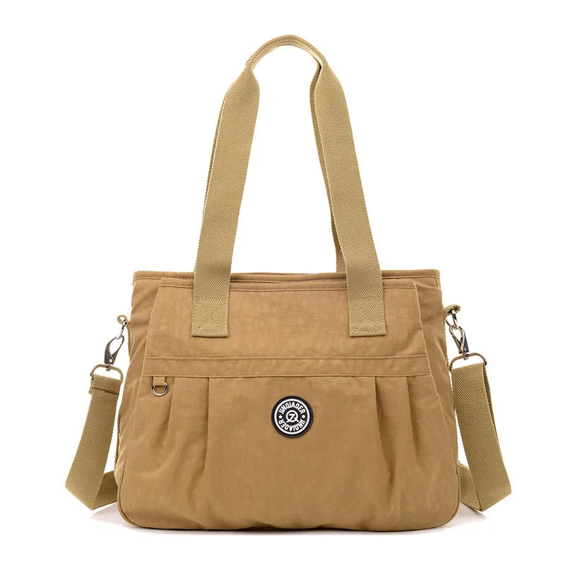 Большая женская нейлоновая водонепроницаемая сумка-тоут для путешествий, женские ручные сумки, сумка через плечо для женщин, женские сумки на плечо, женские сумки W675 - Цвет: Хаки