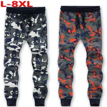 Размера плюс L-6XL 7xl 8xl 9xl камуфляжные свободные штаны свободного покроя с эластичной резинкой на талии, хлопковые повседневные длинные штаны в стиле хип-хоп