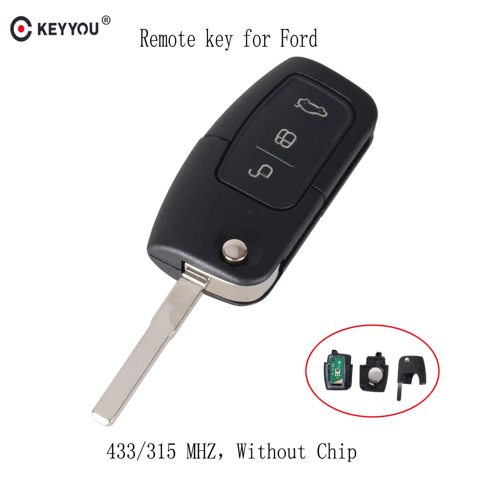 Keyyou 433mhz 3 On Keyless Entry Remote Key Fob For Ford Focus Keyyou 433mhz 3 On Keyless Entry Remote Key Fob For Ford Focus Mondeo C Max S Galaxy Fiesta