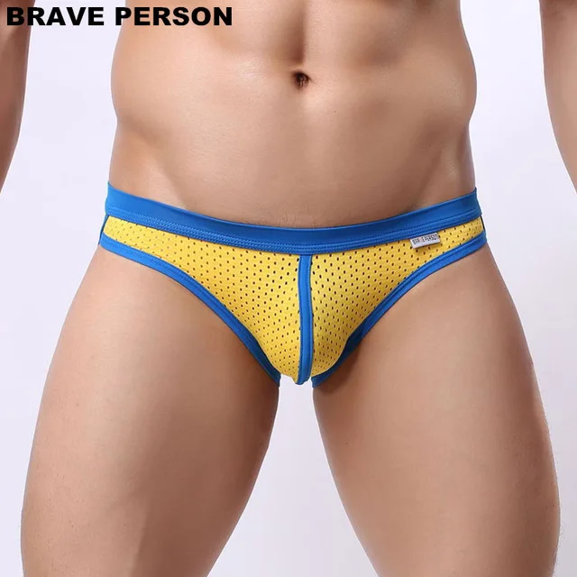 

High Quality Brand Brave Person gay Underwear Men sexy Briefs Underwear Lace Transparent Briefs Men's Bikinis Men Mesh Briefs