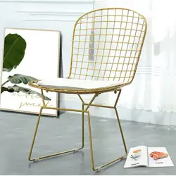 Nordic ins полый металлический обеденный стул, гостиная личность проволоки стул для кофейни чистый красный железный стул