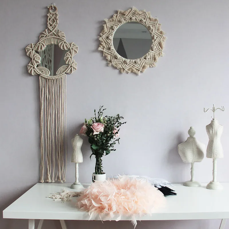 Макраме зеркало гобелен настенный Декор зеркало ручной работы гобелен богемный Декор для дома