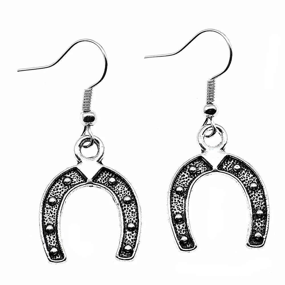 Women Vintage Earrings Dangle Earrings 23x18mm Horseshoe Horse Shoes