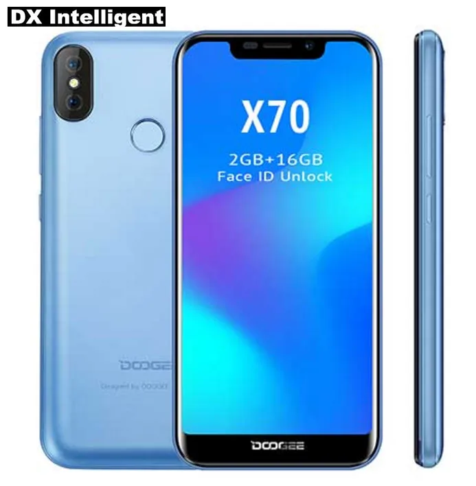 DOOGEE X70 5,5 "19:9 полный Экран Face ID Android 8,1 смартфон MTK6580 4 ядра 2 ГБ + 16 ГБ 8MP двойной назад Cam gps 3g мобильного телефона