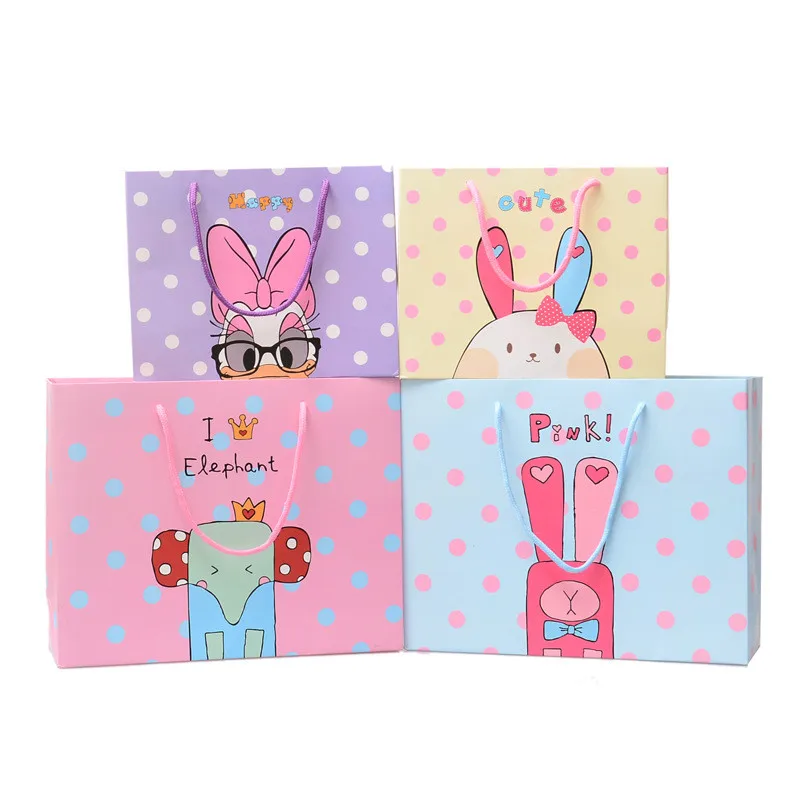 

DIY Cartoon Animal Paper Bags For Gifts With Handle Children Day Gift Bag Birthday Wedding Party Paper Gift Box Bag Package