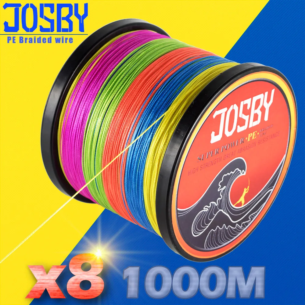 JOSBY 300 M 500 M 1000 M صنارة صيد بولي ايثيلين مجدول المتعددة الشعيرات 4 فروع 8 السواحل الصيد الحبل الكارب خيط صنارة الصيد s 10-80LB 4 كولو
