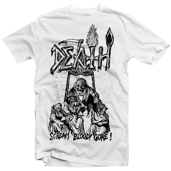 

DEATH Scream Bloody Line Art White T Shirt Chuck Schuldiner Obituary Metal Adult 100% Cotton Tees T-shirt Hot Sale Clothes