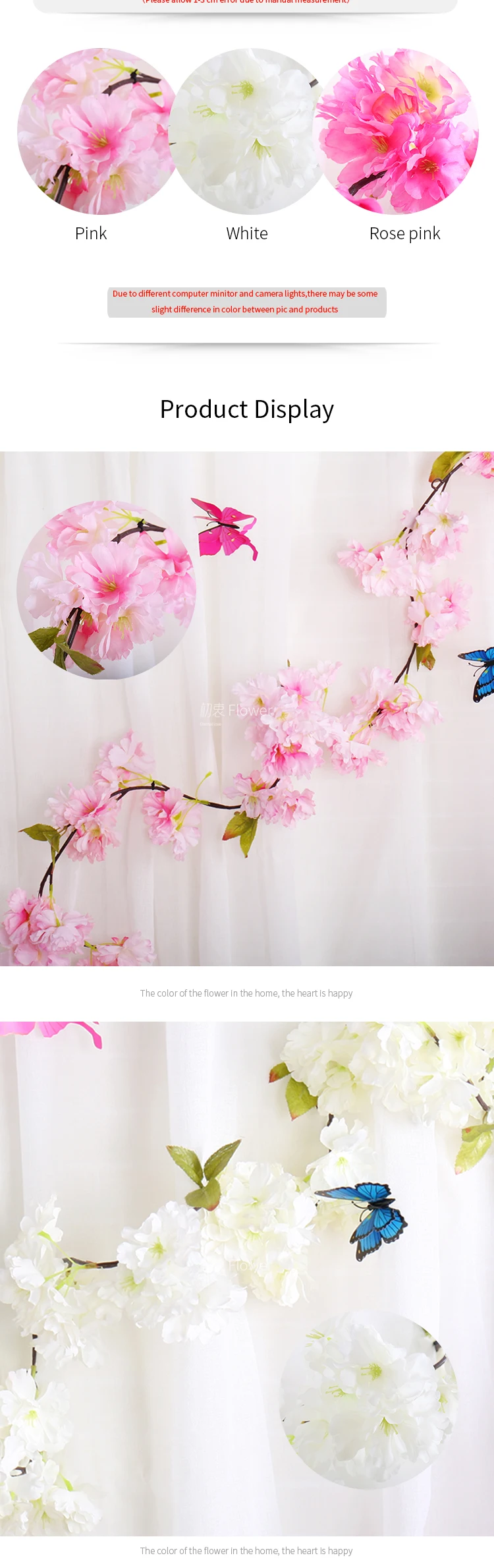 Сакура вишня лоза Свадебные цветы украшения из ротанга шелковые цветы для дома вечерние Декор Шелковый Плющ Настенный Цветок висящий венок гирлянда