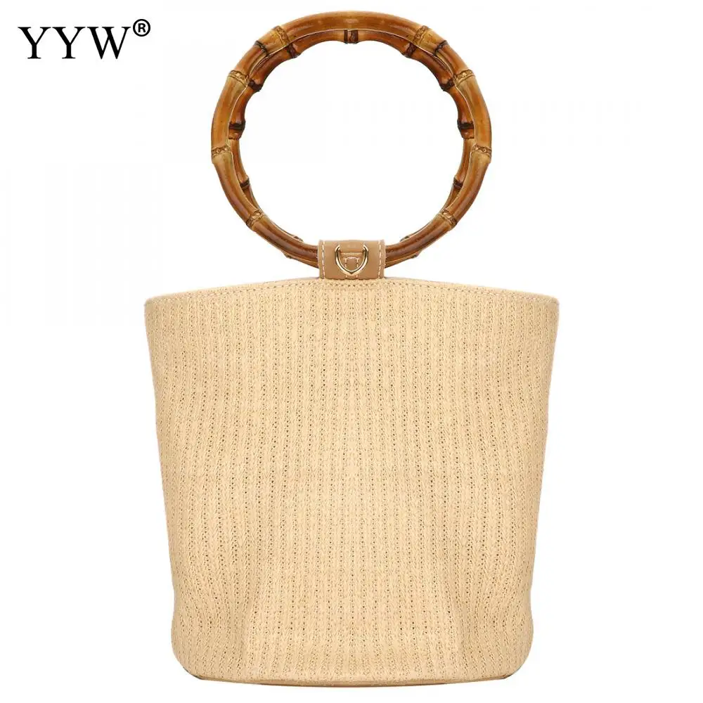 2018 Rattan Cotton Fabric Weave Handbag Beach Mini Fashion Tote Woman Shoulder Bags Casual ...