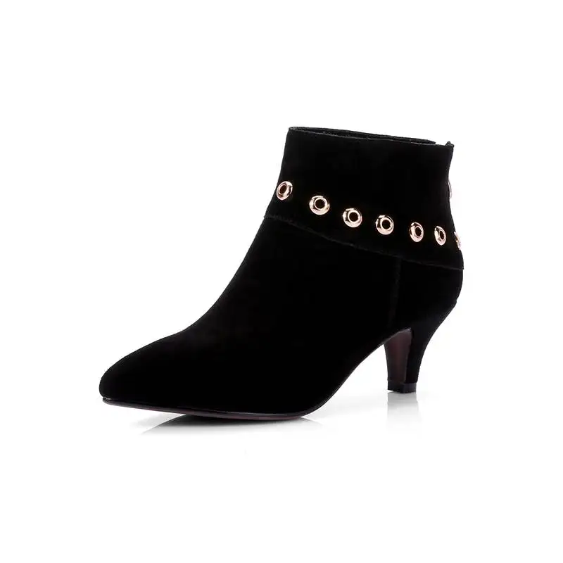 Décoration Métal Daim 2018 Bottes Vache Asumer Hauts Nouvelle marron Pointu gris Bout Cheville Mode Apricot En Zipper Talons Mince noir Cuir edoQrCxBW
