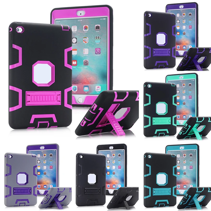

For iPad Mini 4 Dual Layer Hybrid Armor Protective Stand Cover Case cover Kids Shockproof protective skin Case For Tablet A30