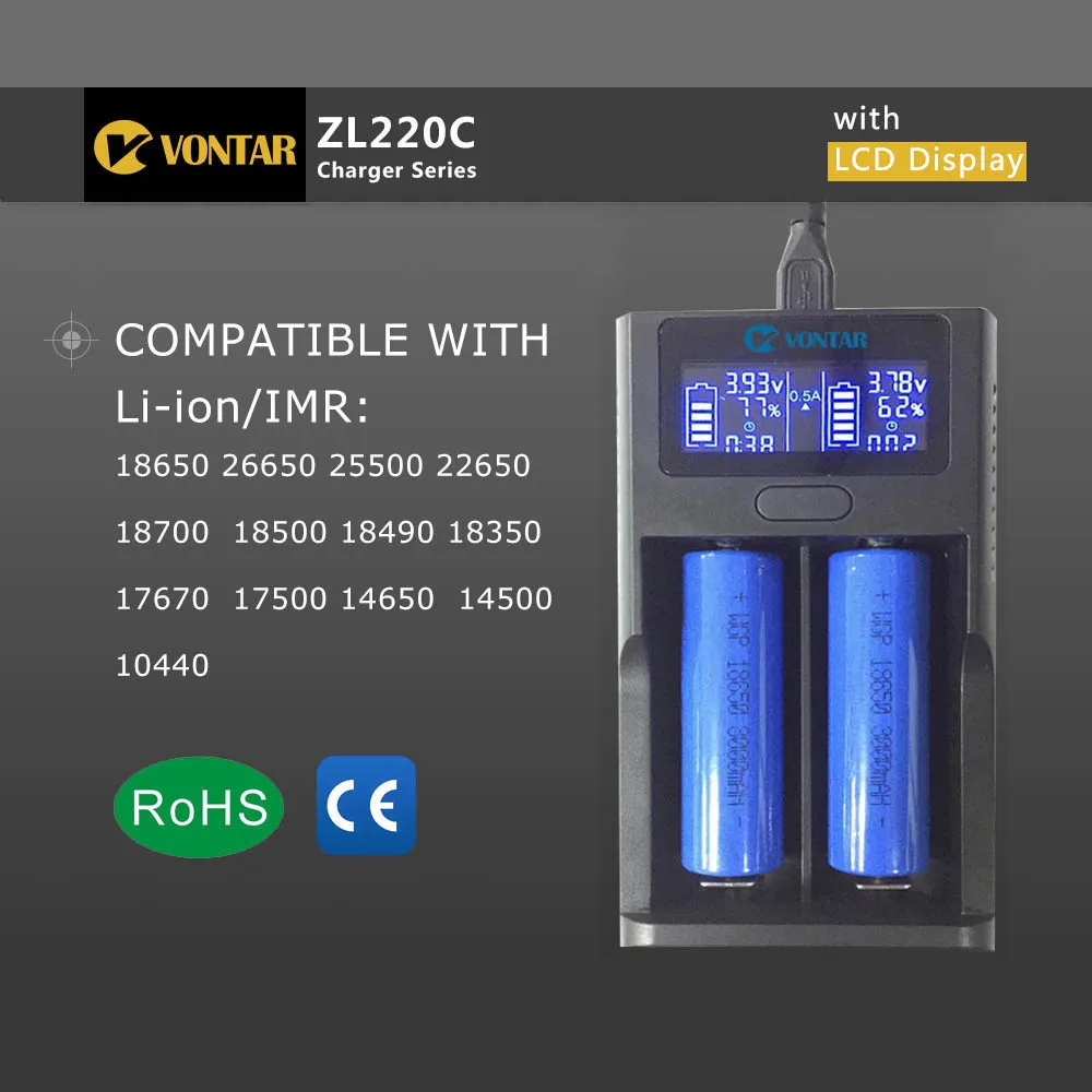 Smart LCD USB Li-ion Battery Charger Charging for Rechargeable Lithium Batteries 26650 18650 14500 16340 AA AAA 3.7V 12V 24V