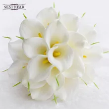 Горячие 2 цвета красивые 18 шт Искусственные цветы цвета слоновой кости/желтый Калла лилии длинный цветок букет Свадебный букет свадебные букеты