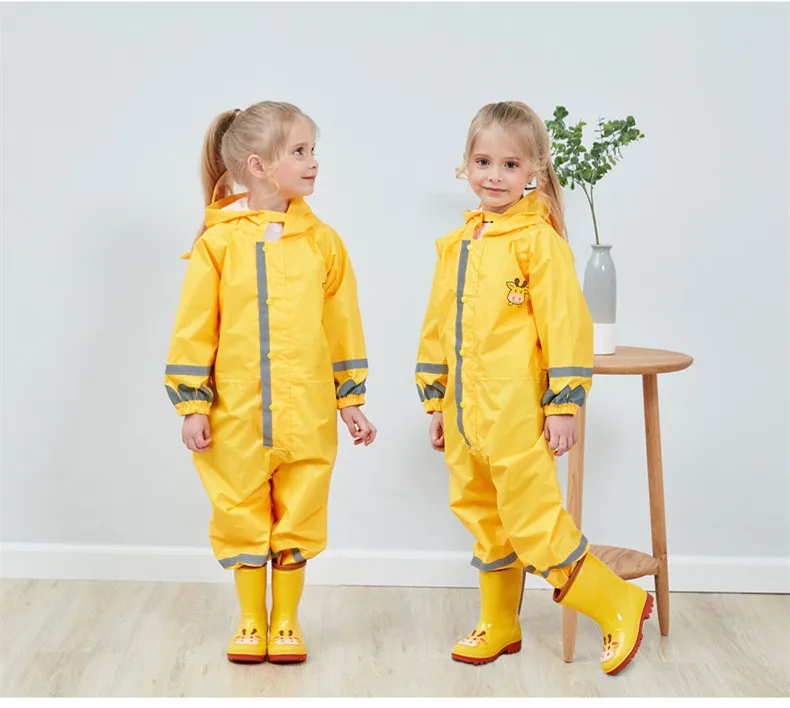 

Boy child children's Siamese raincoat girls light hooded child poncho reflective strip four seasons general factory direct sales