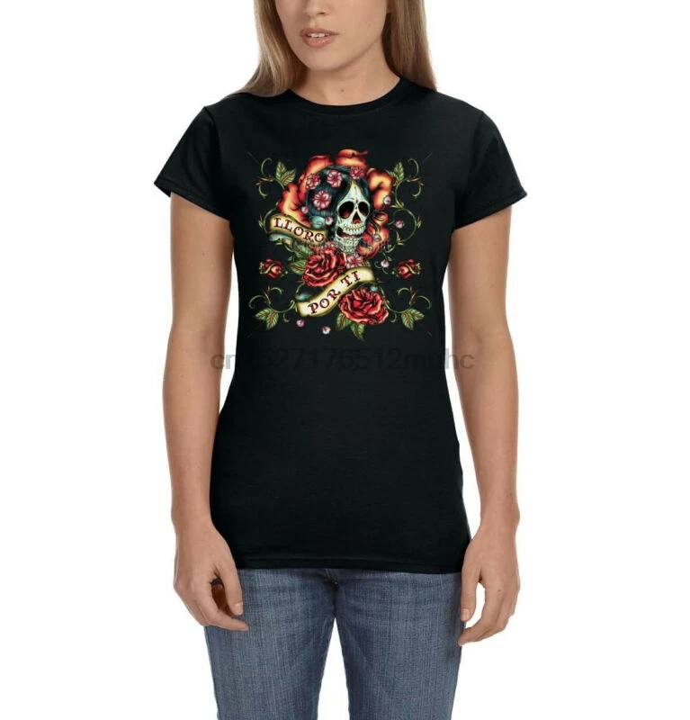 

Day Of The Dead Skull I Cry For You Dia De Los Muertos Womens T-Shirt Tee