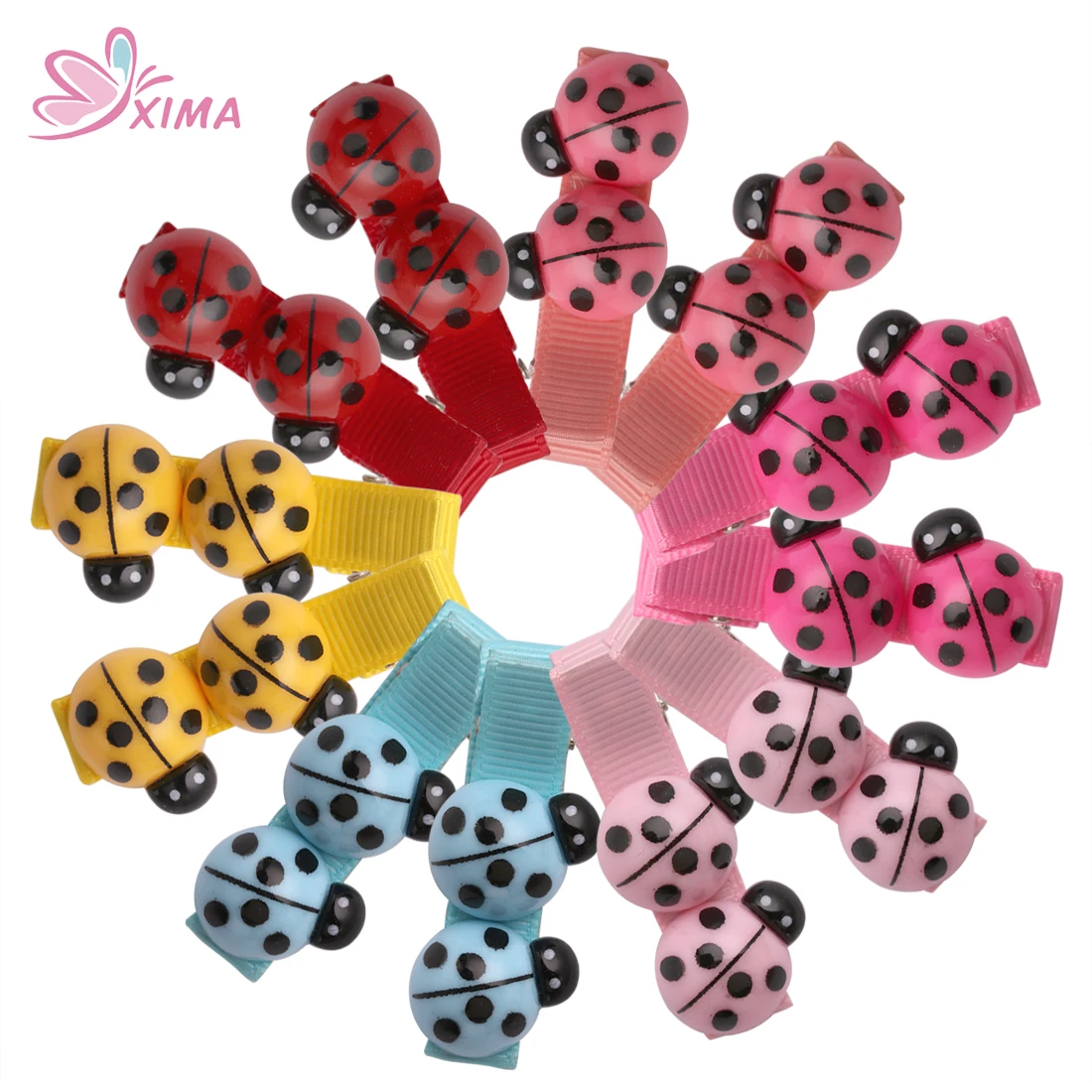 

XIMA 1Pair Girls Cute Cartoon Ladybug Hairpins Kids Hair Clips Children Hair Accessories