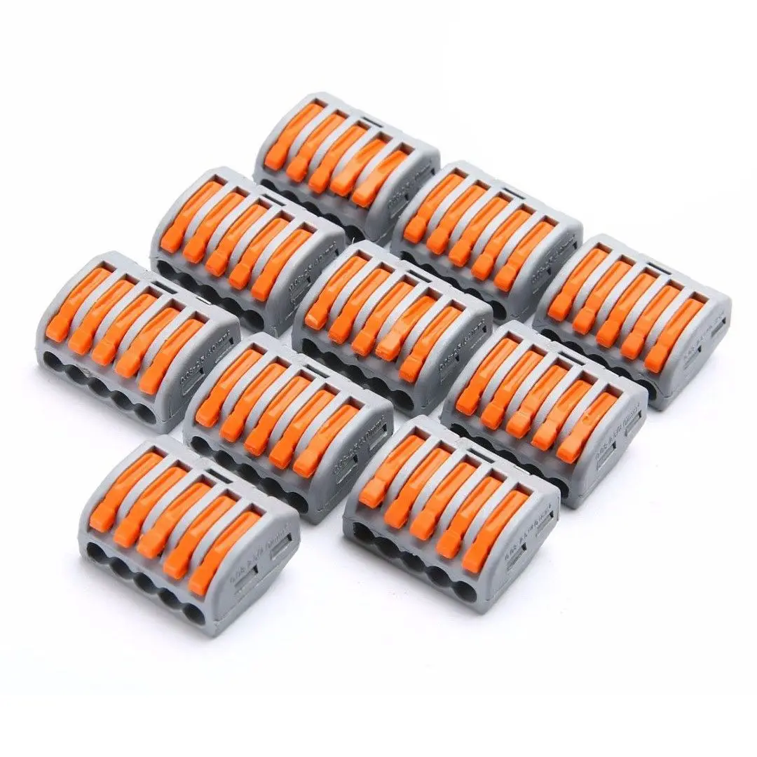 

10pcs 5 Way Spring Lever Terminal Block Electric Cable Wire Connector PCT-215