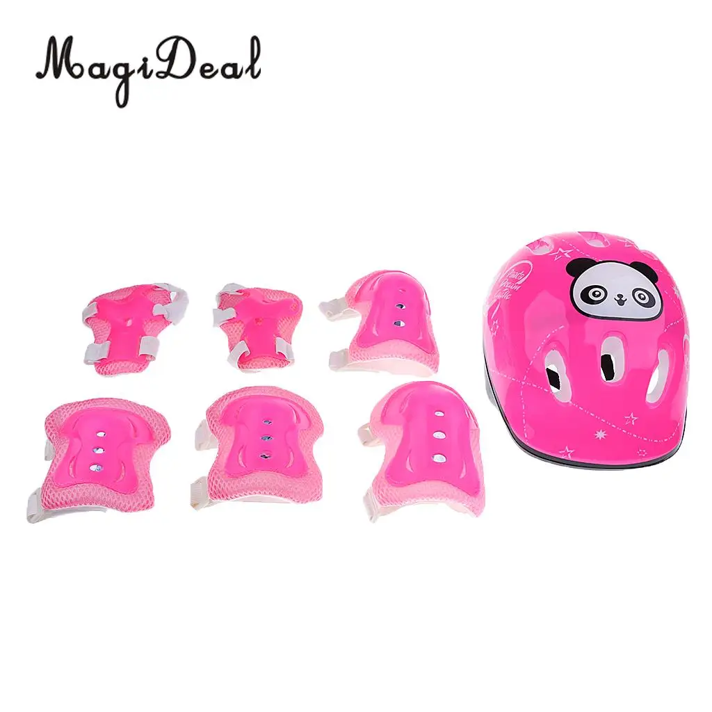 MagiDeal Soft 7Pcs Kid Child Roller Skating Bicycle Helmet Knee Wrist Guard Elbow Pad for Scooters Gokarts Skateboards Cycling 