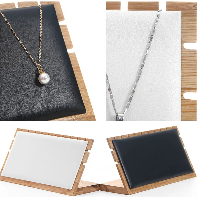 Rasalhaguer Fashion Bamboo Luxury Pendant Necklace Display Stand  L Holder PU Velvet Jewelry Display Women Jewellery Organizer