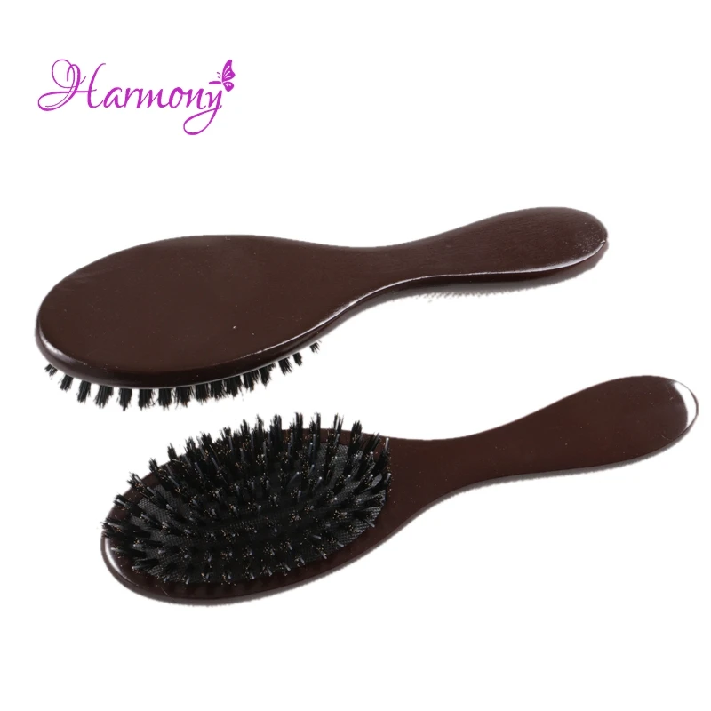 다크 브라운 컬러 나무 손잡이 Boar Bristle 헤어 브러시, 헤어 익스텐션 전문 헤어 도구 빗 헤어 액세서리, 50 개
