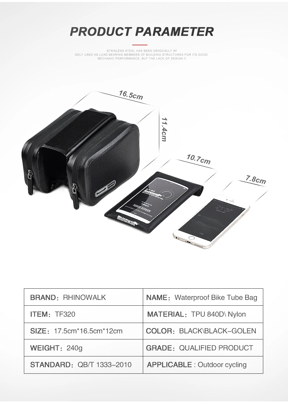 Clearance Rhinowalk Bicycle Frame Tube Bag Cycling Double Pouch Road Bike Top Tube Pannier MTB Full Waterproof 6 Inches Cellphone Bag Pack 4 Clearance Rhinowalk Bicycle Frame Tube Bag Cycling Double Pouch Road Bike Top Tube Pannier MTB Full Waterproof 6 Inches Cellphone Bag Pack 4