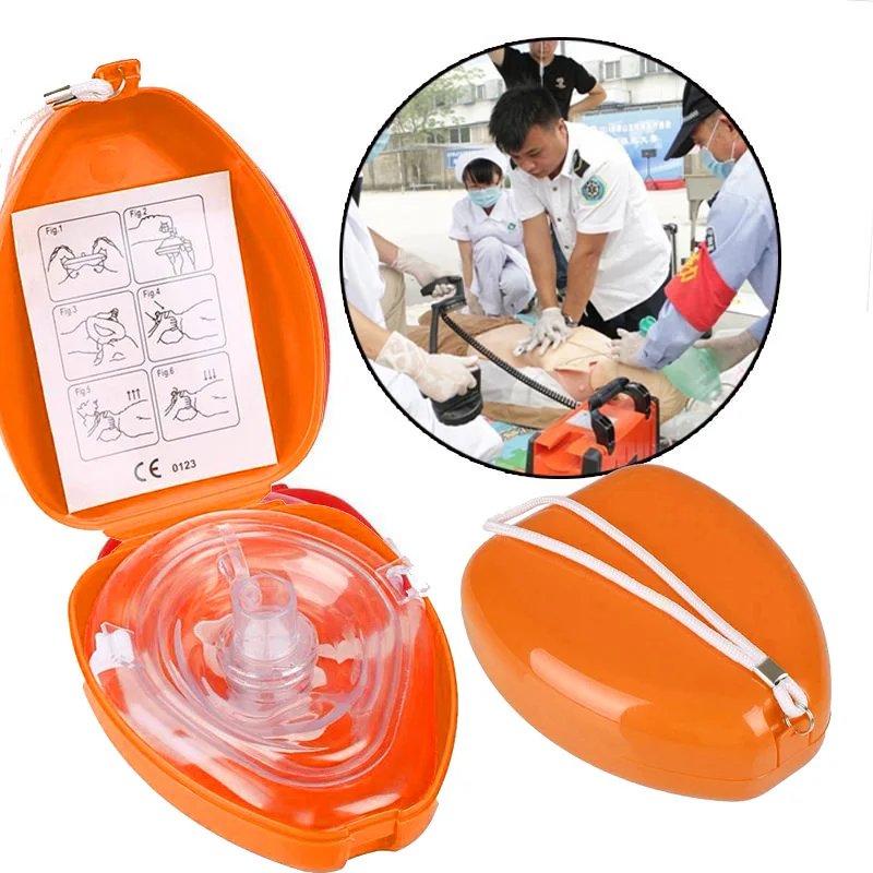 

Pro Resuscitator Artificial Breathing Mask First Aid Rescue Training Mouth to Mouth Emergency Mask One-way Valve Tools X0307