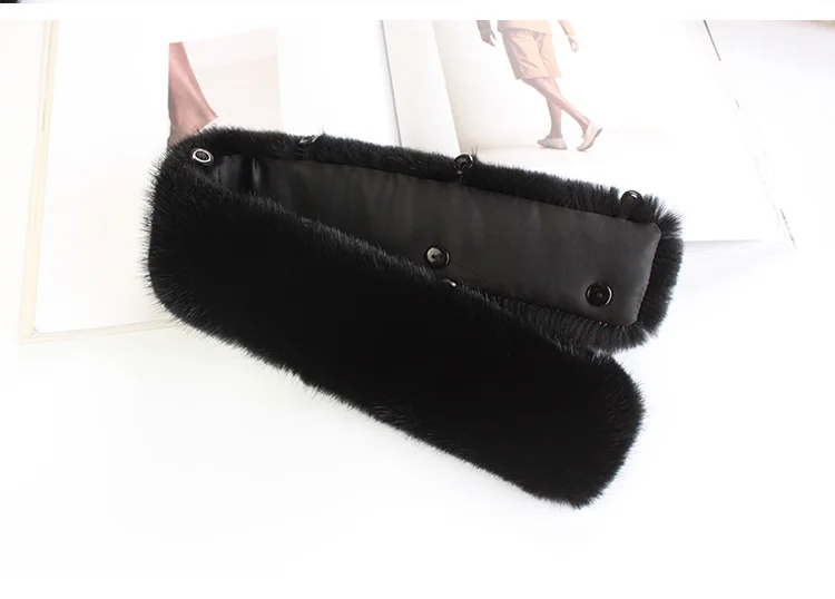 men's scarves & shawls ZDFURS * Winter Women Real Mink Fur Collar of  leather Coat Solid Warm Men Genuine Fur Stand Collar Black Brown Button Lining mens designer scarf