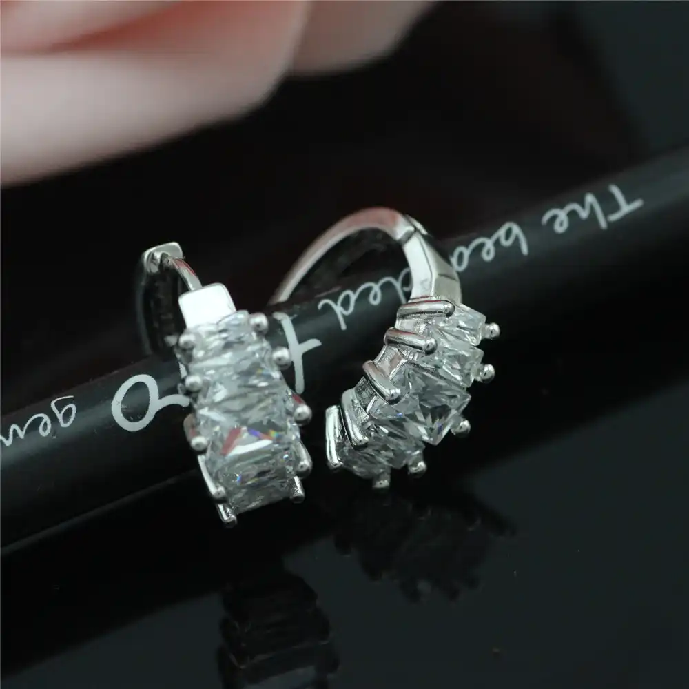 2017 Бесплатная доставка, ювелирные изделия из стерлингового серебра 925 пробы, двухрядная микроинкрустация циркония, серебряные серьги, циркониевые серьги с покрытием для женщин eh133