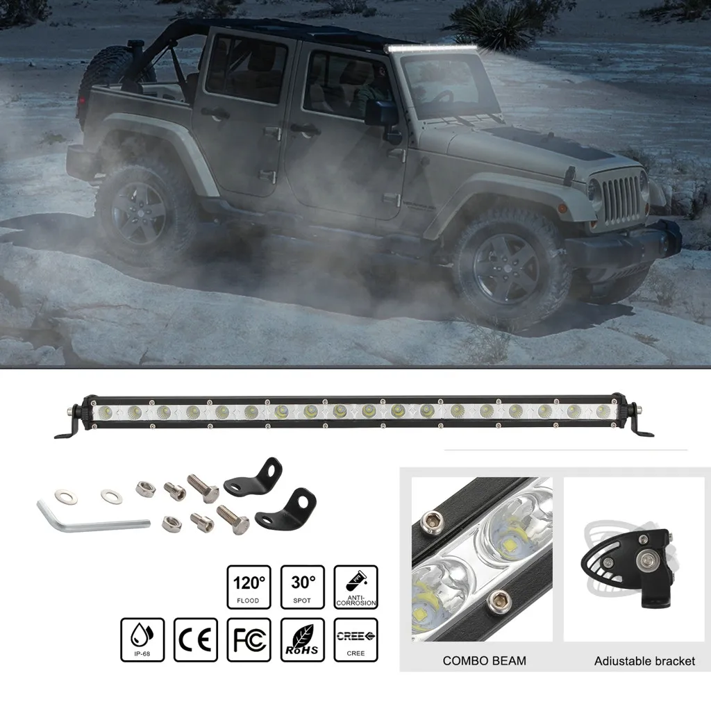 CARPRIE Car light NEW hot sale Single Row Slim LED Straight Light Bar 20 Inch 54W 24LED Jeep UTV 4x4 Boat Truck high quality9719 |