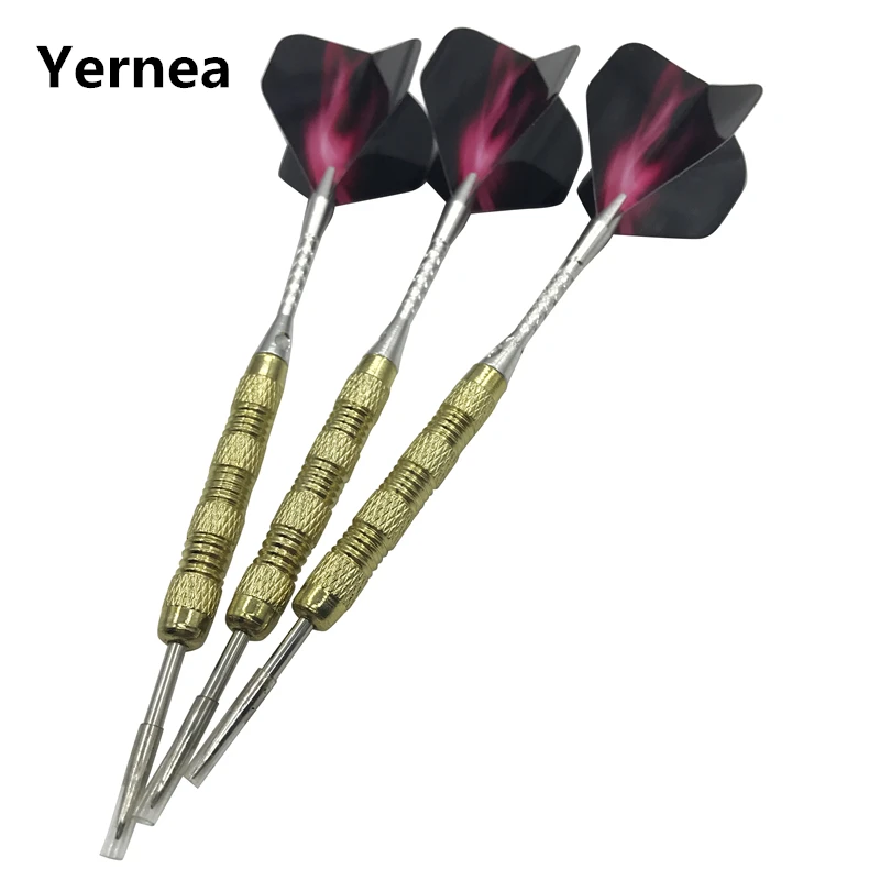 Yernea 스틸 팁 다트 스포츠 엔터테인먼트, 니켈 도금 구리 다트 바디, 알루미늄 합금 샤프트, PET 비행, 15g, 3 개, 신제품