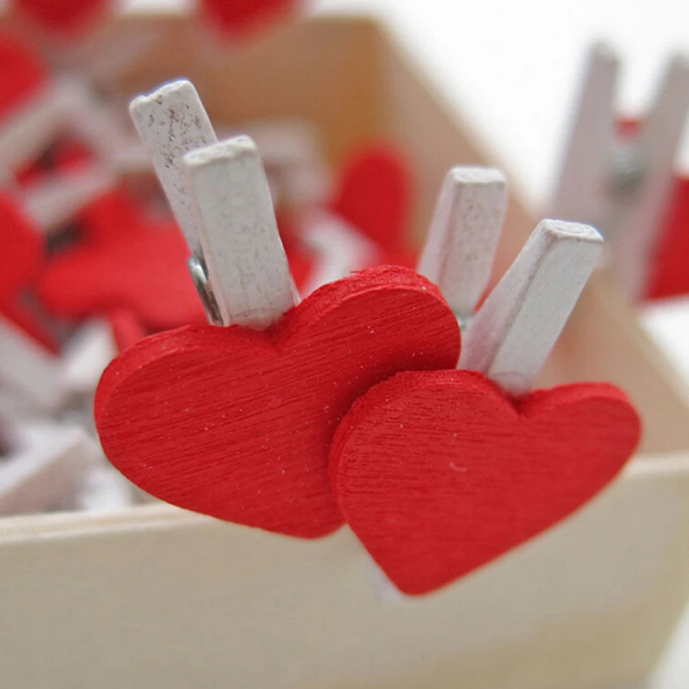 20 piezas Mini unids amor corazón madera Clothespin Pinza de madera Clothespin bois broches artesanales ropa papel fotográfico Peg Clothespin
