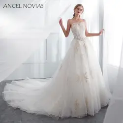 Ангел Novias длинные белые Винтаж Свадебные платья Часовня Поезд свадебное платье Vestidos De Novia 2018