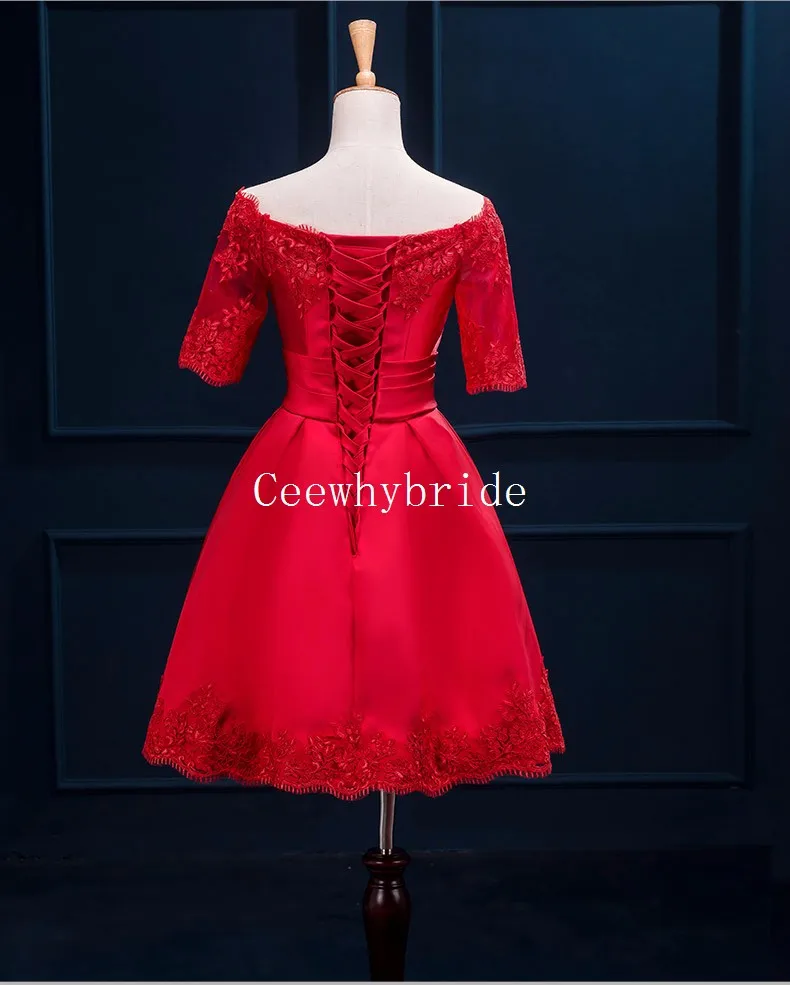 CEEWHY красное бальное платье с коротким рукавом, с вышивкой, на шнуровке, для особых случаев, торжественное платье для женщин, вечернее платье, коктейльное платье