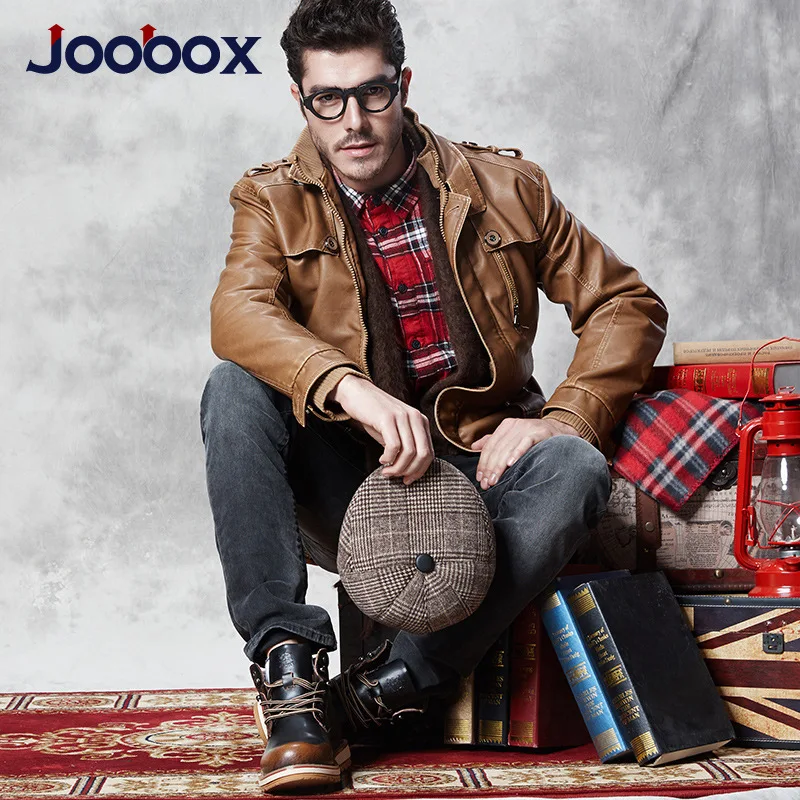 JOOBOX Роскошные зимние мужские пальто теплая куртка ретро мужская кожаная плюс